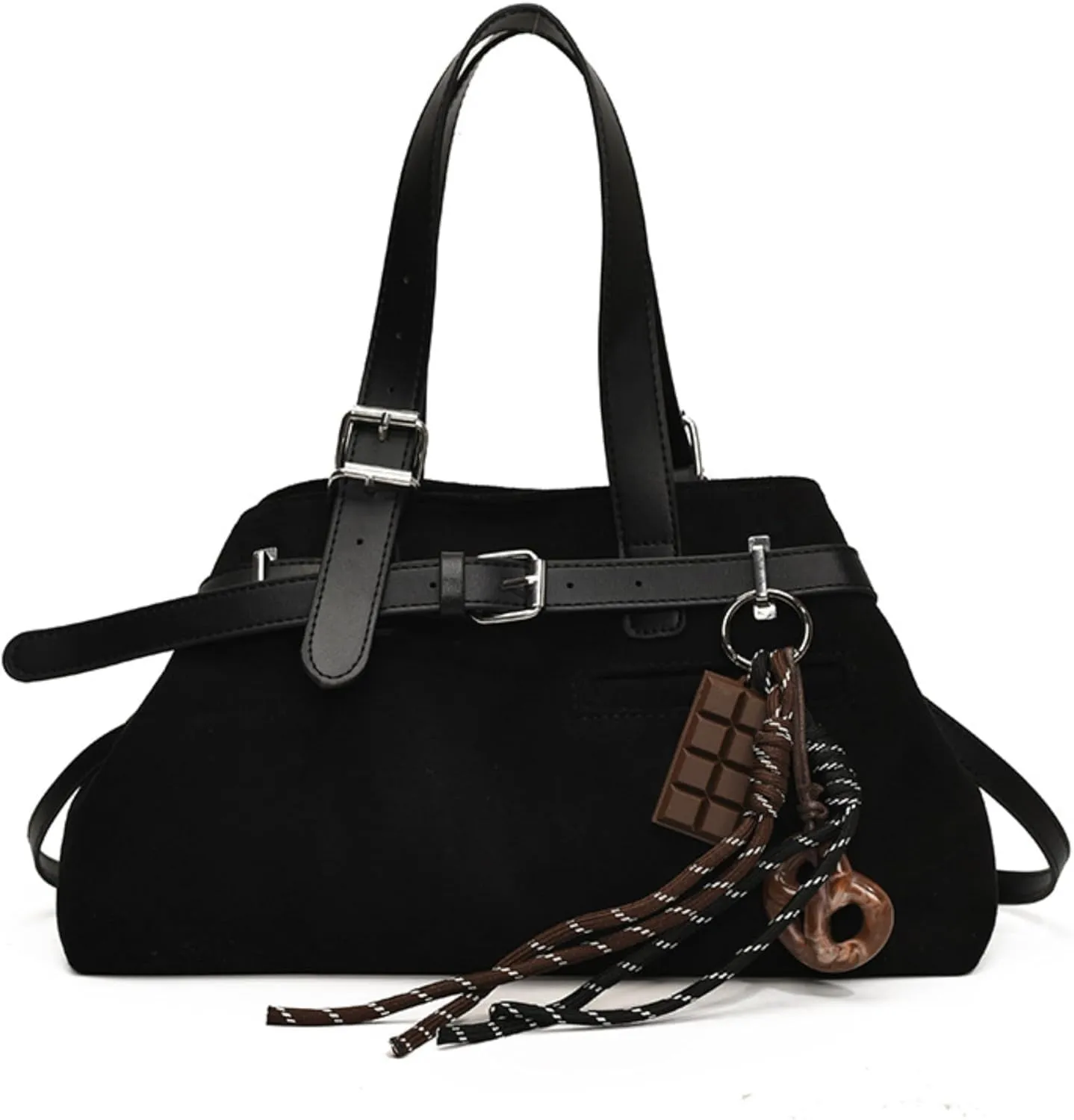 Suede Purses Y2k Belt Shoulder Purses Designer Handbags Women Fall Vintage 2000s Suede Bag Satchel Trendy
