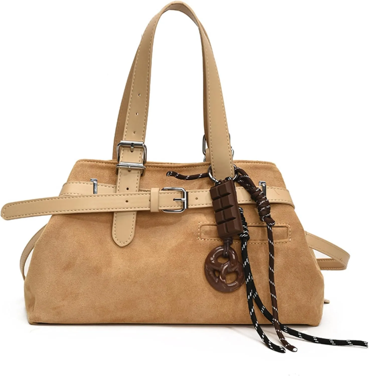 Suede Purses Y2k Belt Shoulder Purses Designer Handbags Women Fall Vintage 2000s Suede Bag Satchel Trendy