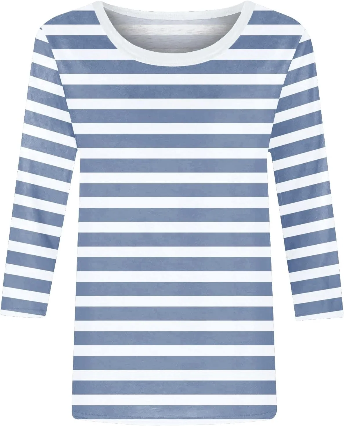Summer Clothes Round Neck 3/4 Sleeve Shirts Cute Daily Versatile Blouses Trendy Casual Tunic Loose Fit Basic Clothing