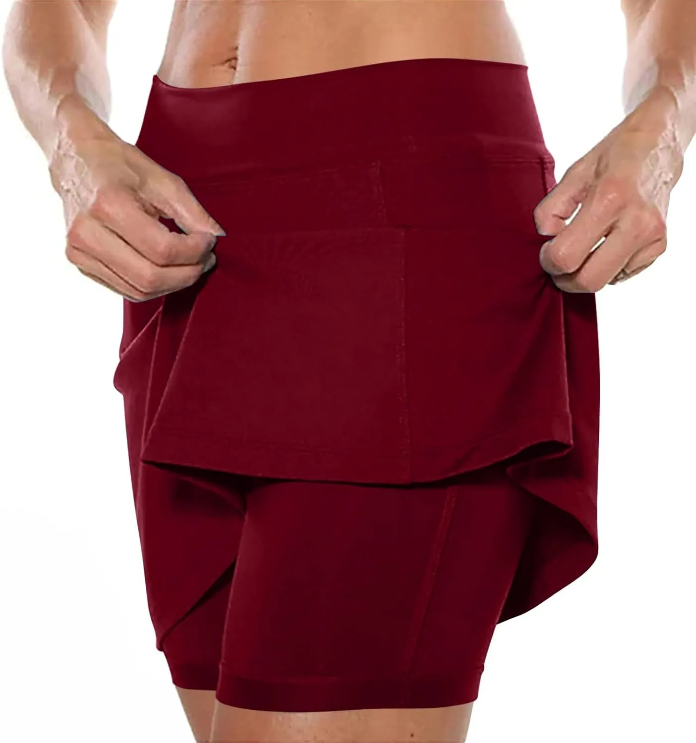 Summer Skirt Shorts for Women Plus Size Skort for Women Ladies Culottes Athletic Skirts with Pockets Tummy Control