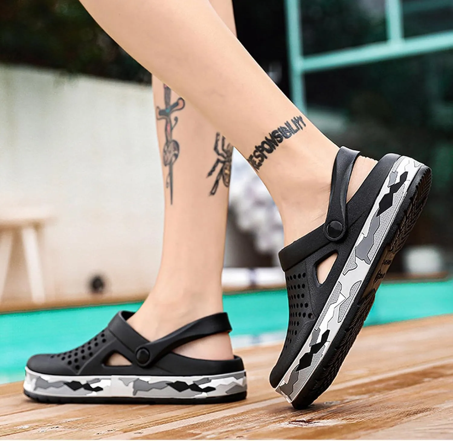 Sunporx Men's and Women's Garden Clogs Shoes with Arch Support Unisex Summer Comfort Slip-on Sandals Outdoor Beach Quick Drying Slippers