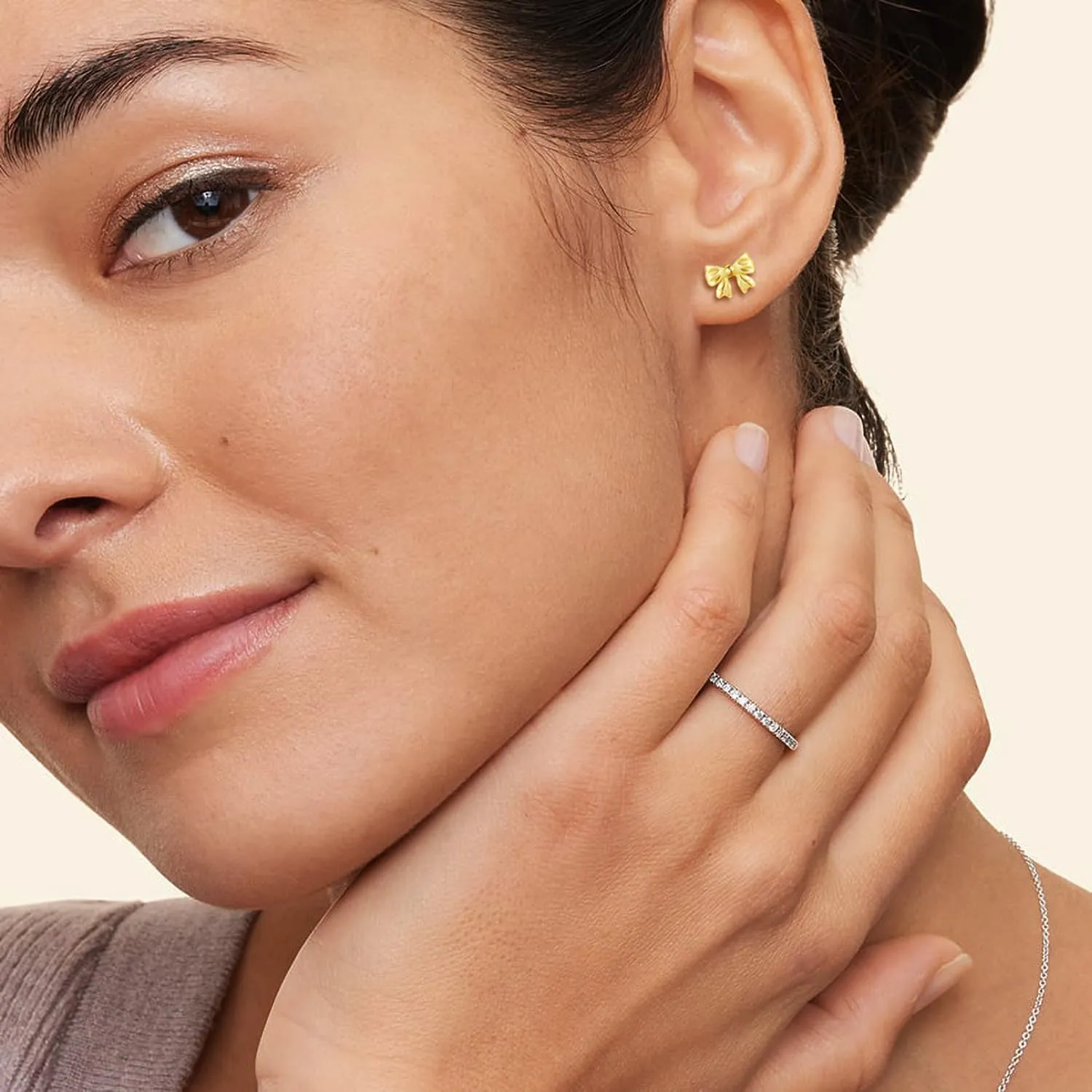 Sweetkiki Flat Back Earrings, Star Bow Evil Eye Stud Earrings in 14K Gold Plated Hypoallergenic | Cartilage Earring | Tragus Helix Piercing Jewelry | Threadless Push in Flatback Nap Earrings for Women