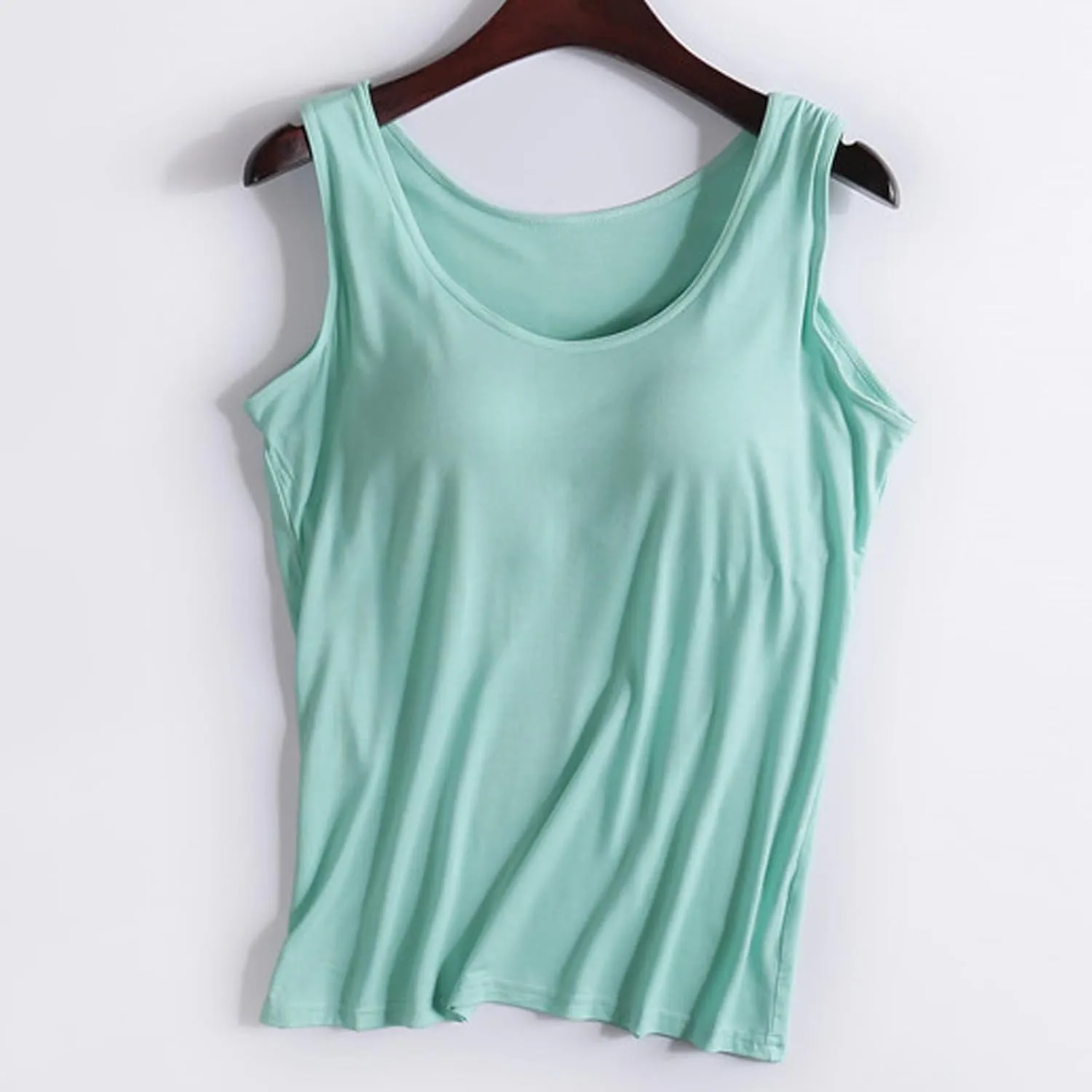 Tank Tops with Built in Bra Women Modal Padded Yoga Camisole Shelf Bras Plus Size Basic Racerback Workout Undershirt