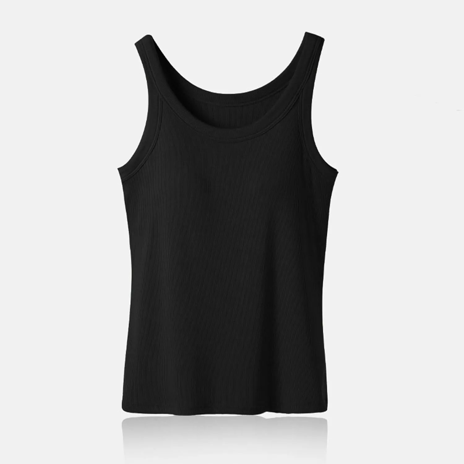 Tank with Built in Bra for Women Scoop Neck Spaghetti Strap Tank Top Ribbed Sleeveless Slim Fit Summer Casual Outfits