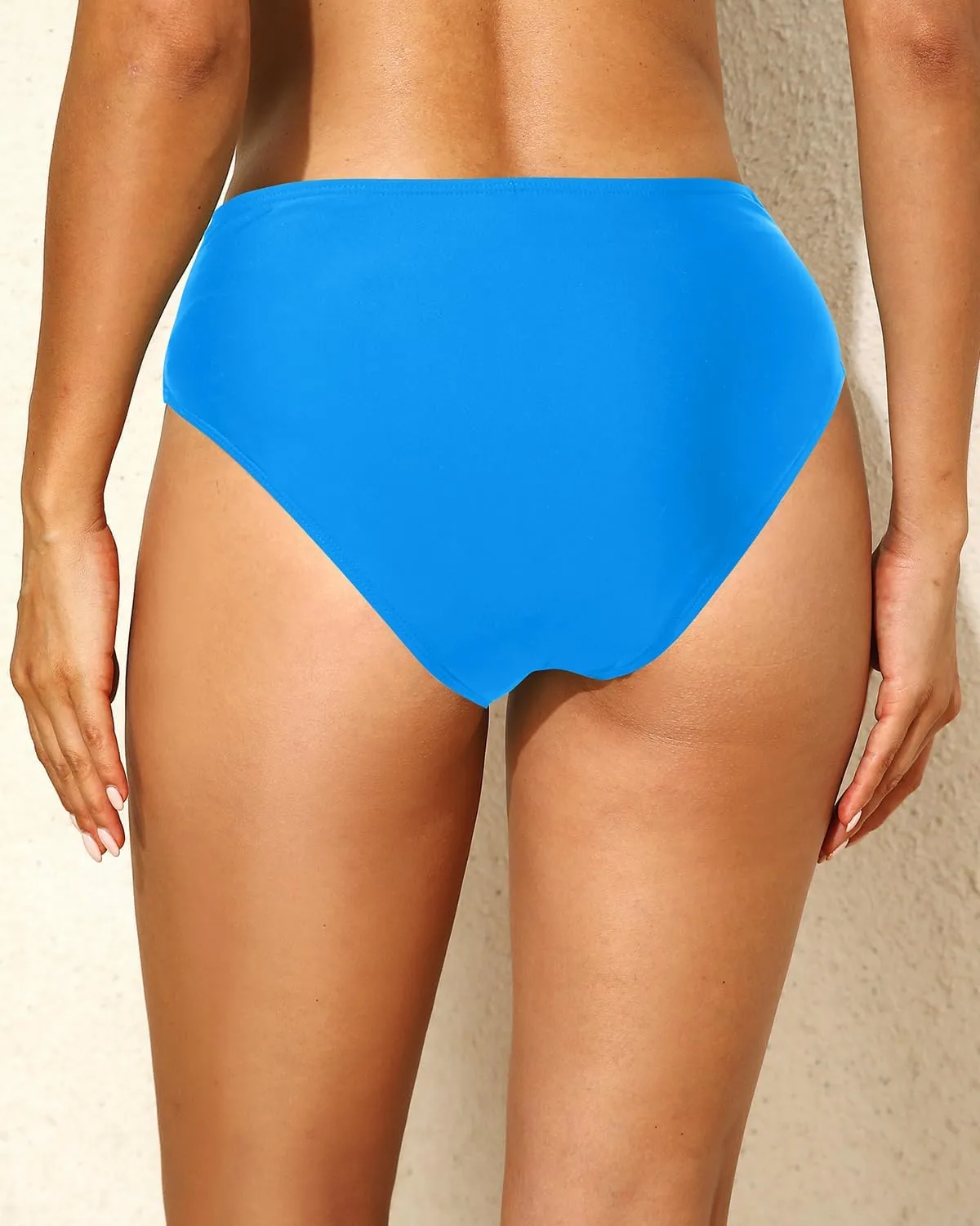 Tempt Me Women Mid Waist Bikini Bottoms - V Cut Bathing Suit Bottoms Twist Front Swimsuit Bottoms Ruched Swimwear 2025