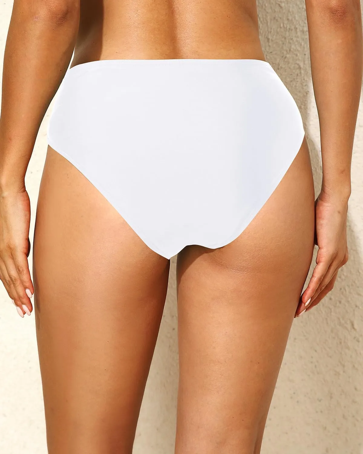Tempt Me Women Mid Waist Bikini Bottoms - V Cut Bathing Suit Bottoms Twist Front Swimsuit Bottoms Ruched Swimwear 2025