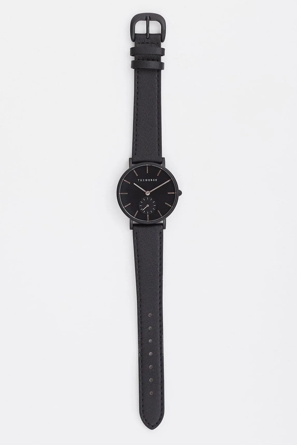 THE HORSE CLASSIC WATCH - BLACK/ ROSE GOLD INDEX/ BLACK LEATHER