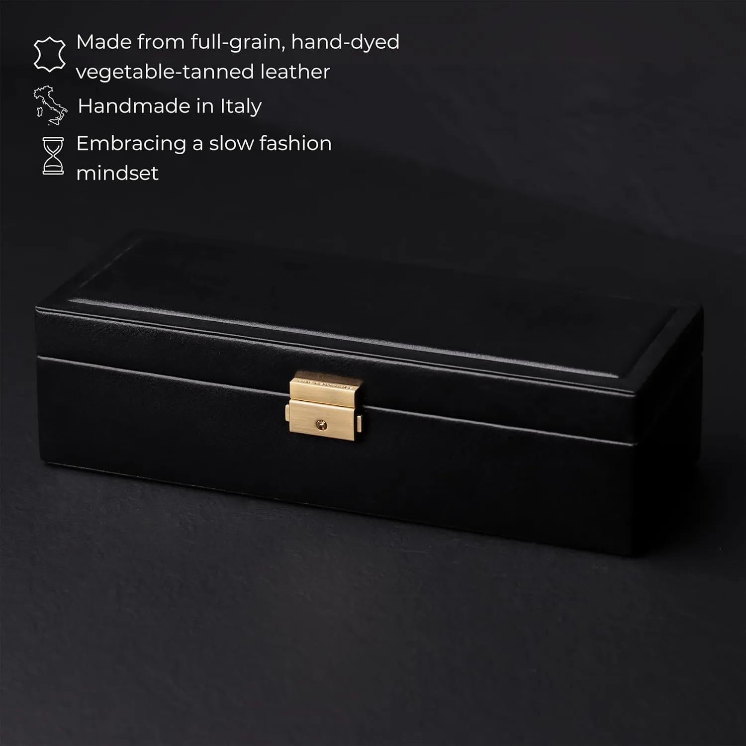 Time Resistance Leather Watch Box - 4-Slot Luxury Organizer for Men & Women, Watch Display Case (Black)