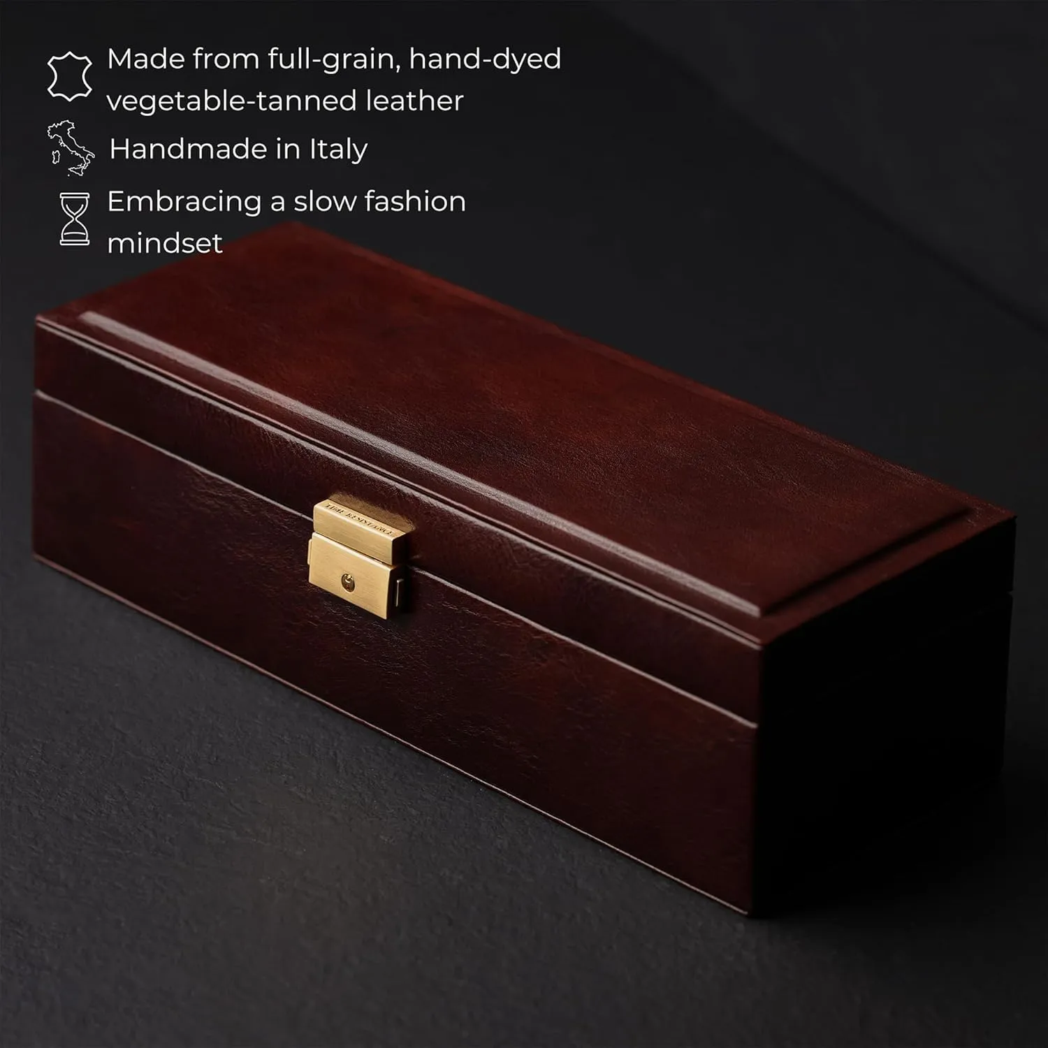 Time Resistance Leather Watch Box - 4-Slot Luxury Organizer for Men & Women, Watch Display Case (Brown)