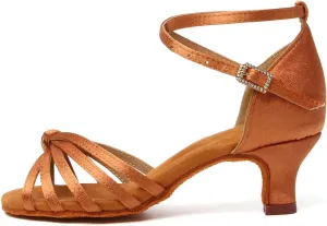 TINRYMX Women's Latin Dance Shoes Satin Ballroom Salsa Cha-cha Professional Practice Dance Shoes,Model-EM217