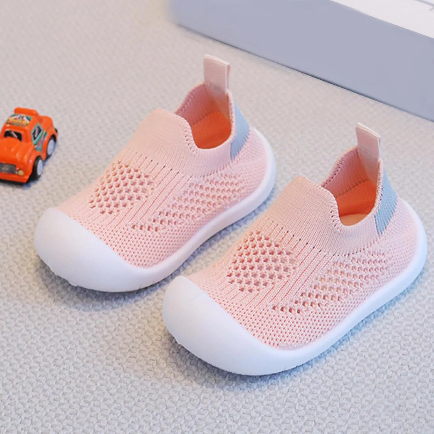 Toddler Boy Girl Mesh Sneakers Baby Knitted Walking Shoes Infant Soft Sole Trainerslittle Kid Breathable Outdoor Shoes
