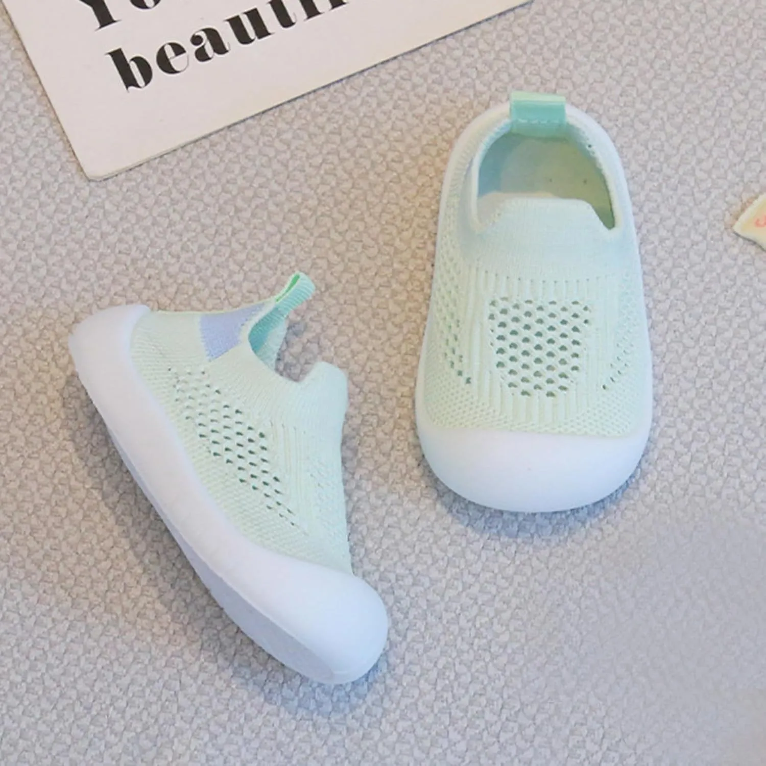 Toddler Boy Girl Mesh Sneakers Baby Knitted Walking Shoes Infant Soft Sole Trainerslittle Kid Breathable Outdoor Shoes