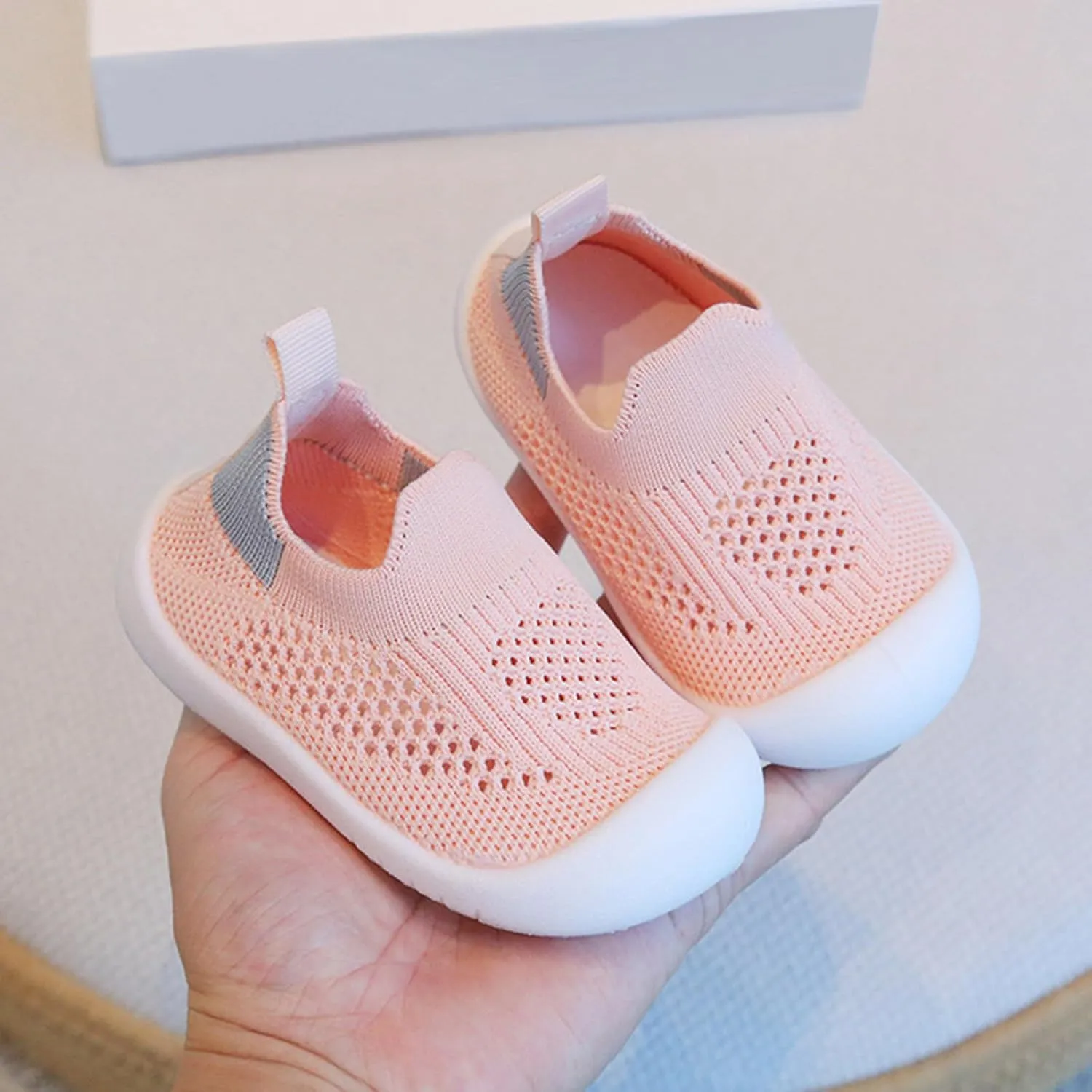 Toddler Boy Girl Mesh Sneakers Baby Knitted Walking Shoes Infant Soft Sole Trainerslittle Kid Breathable Outdoor Shoes