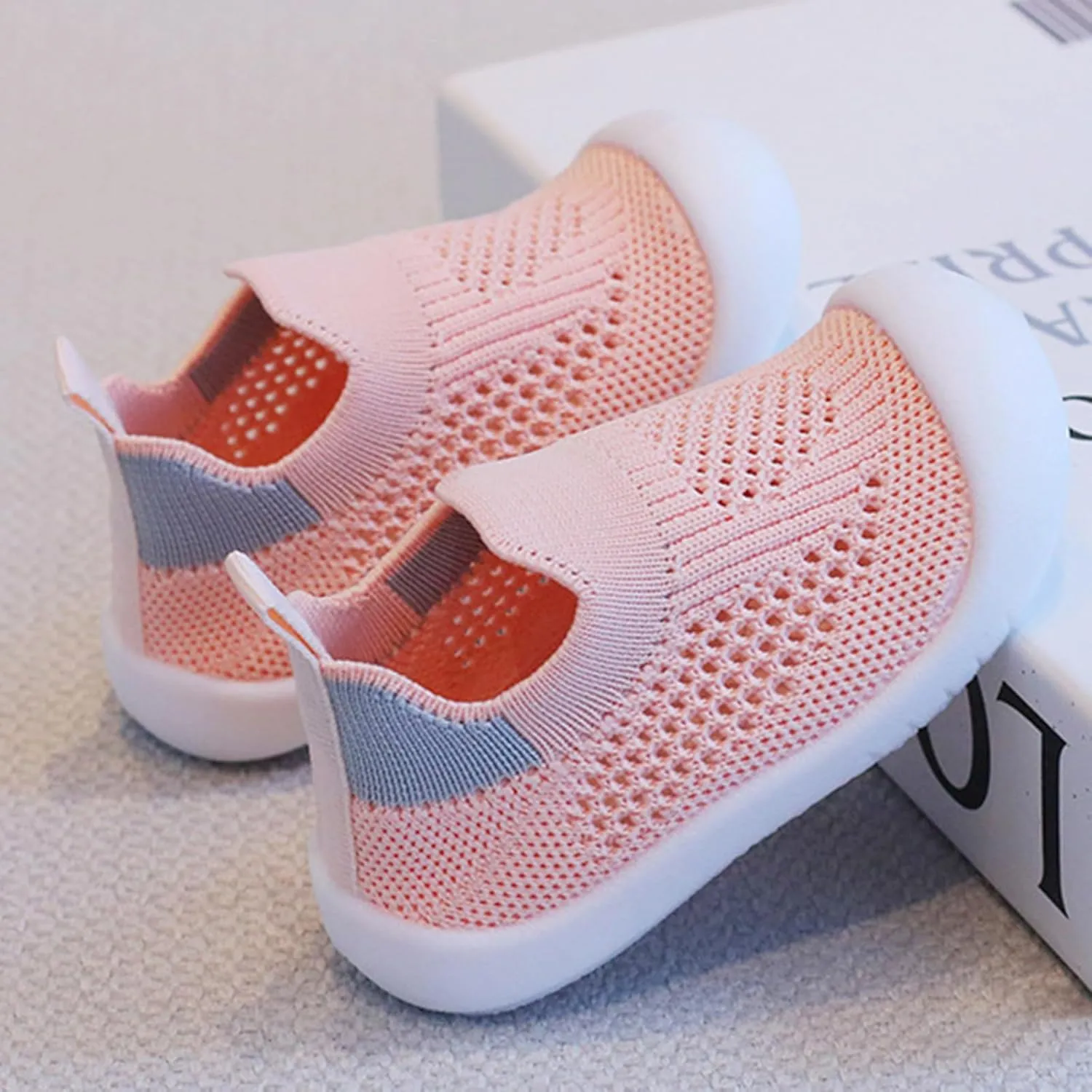 Toddler Boy Girl Mesh Sneakers Baby Knitted Walking Shoes Infant Soft Sole Trainerslittle Kid Breathable Outdoor Shoes