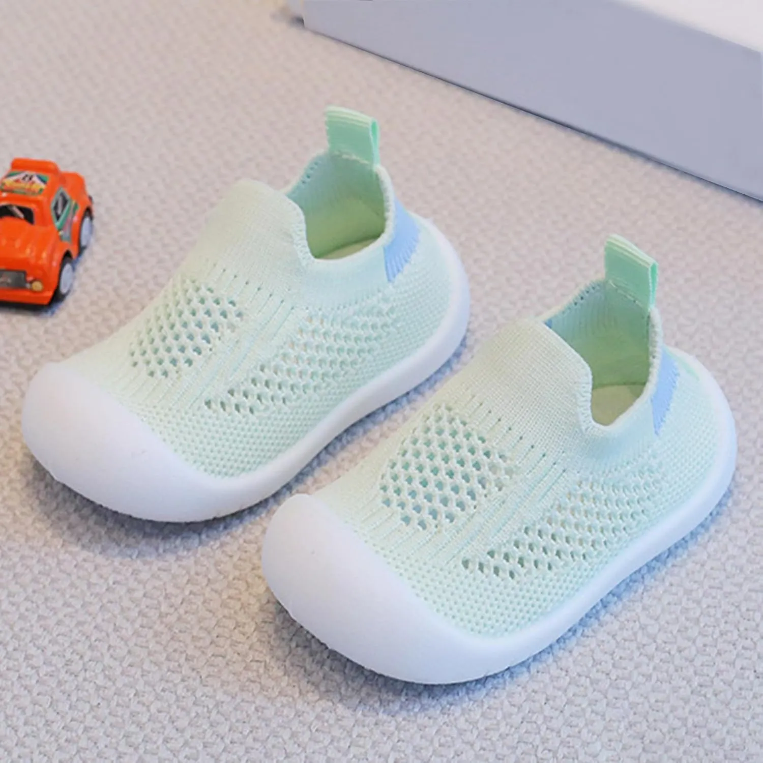 Toddler Boy Girl Mesh Sneakers Baby Knitted Walking Shoes Infant Soft Sole Trainerslittle Kid Breathable Outdoor Shoes