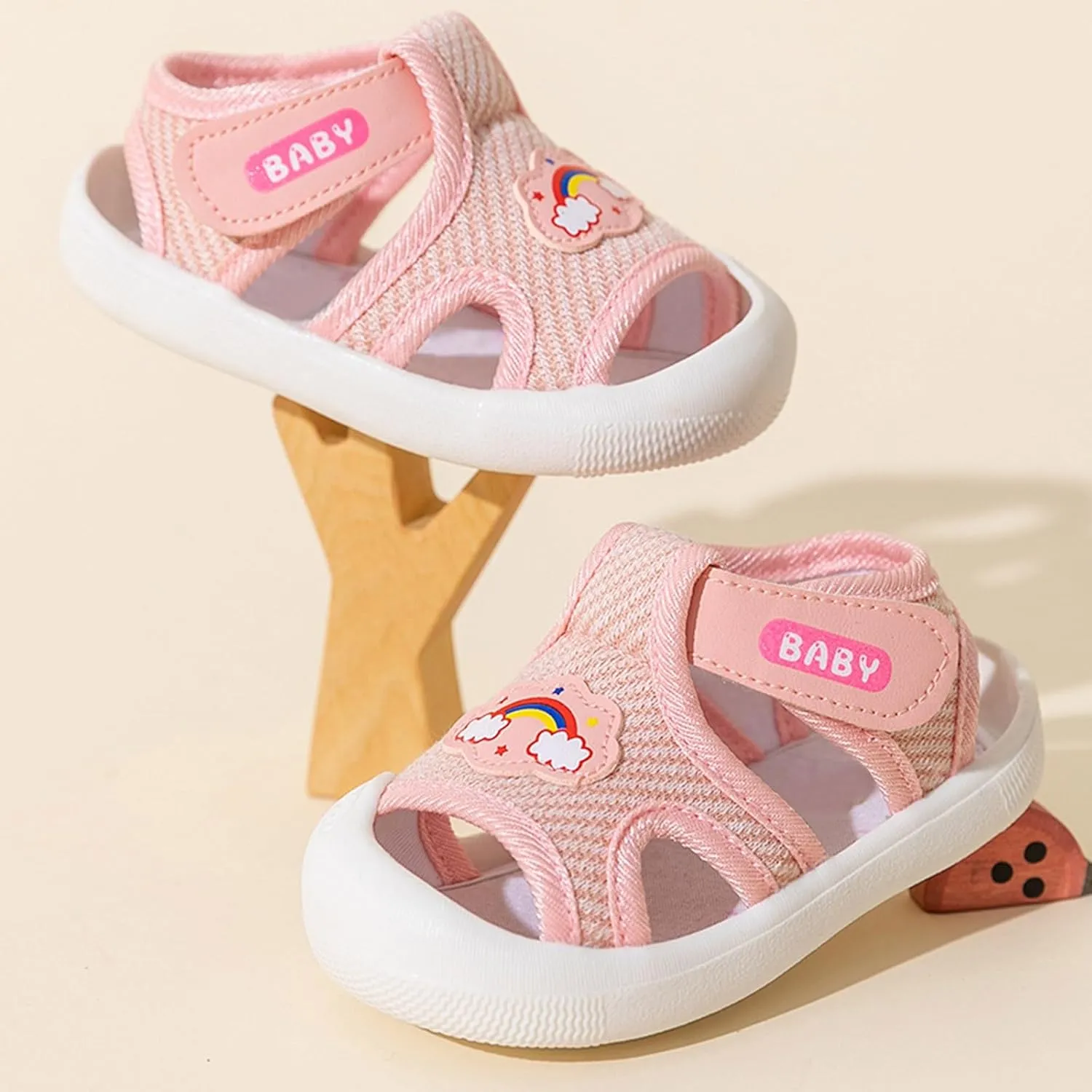 Toddler Boys Girls Sandals Mesh Rubber Sole Non-Slip Outdoor Sneakers Infant Lightweight Breathable First Walking Shoes
