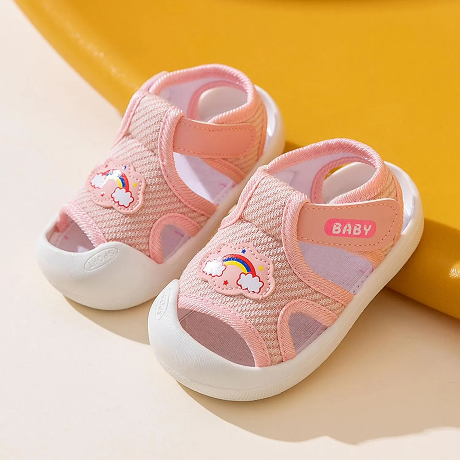 Toddler Boys Girls Sandals Mesh Rubber Sole Non-Slip Outdoor Sneakers Infant Lightweight Breathable First Walking Shoes