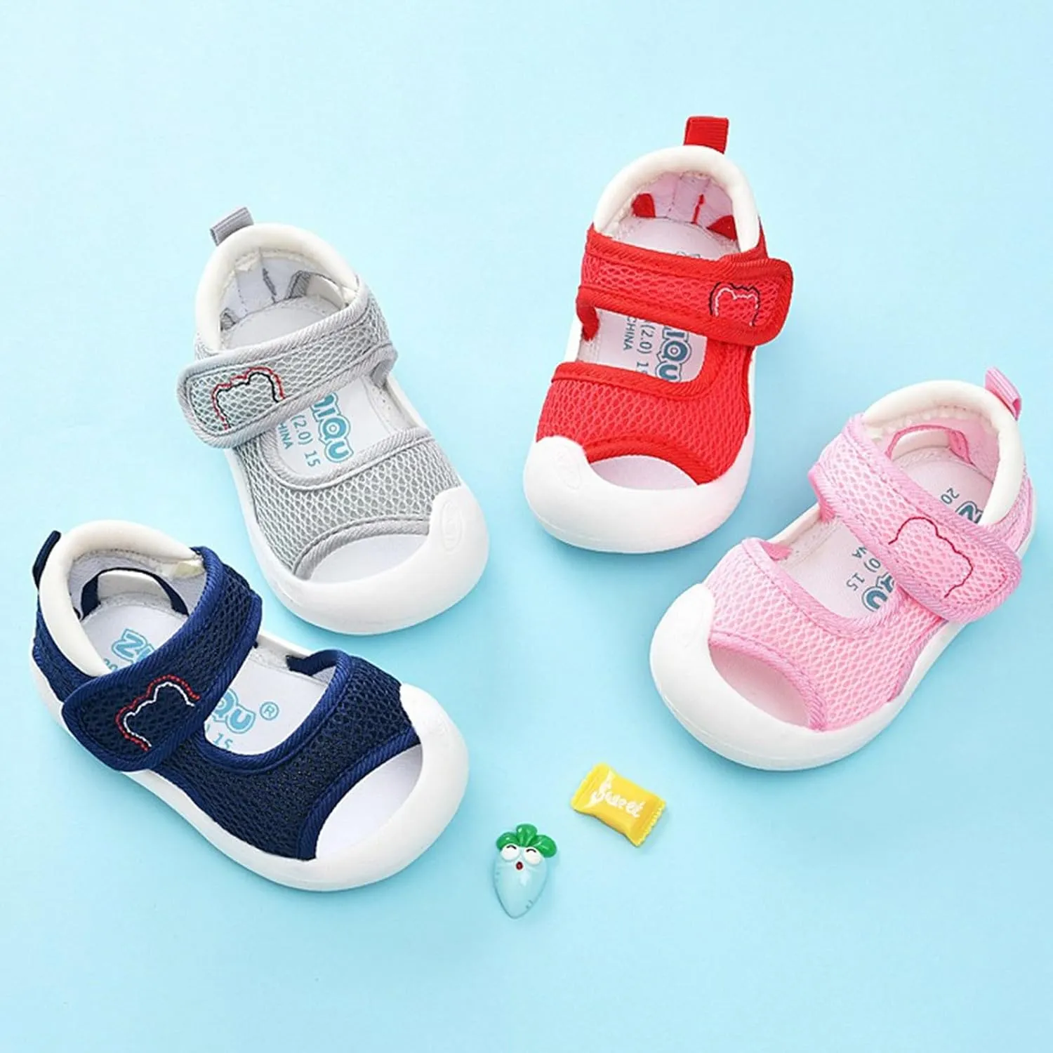 Toddler Boys Girls Sandals Mesh Rubber Sole Non-Slip Outdoor Sneakers Infant Lightweight Breathable First Walking Shoes