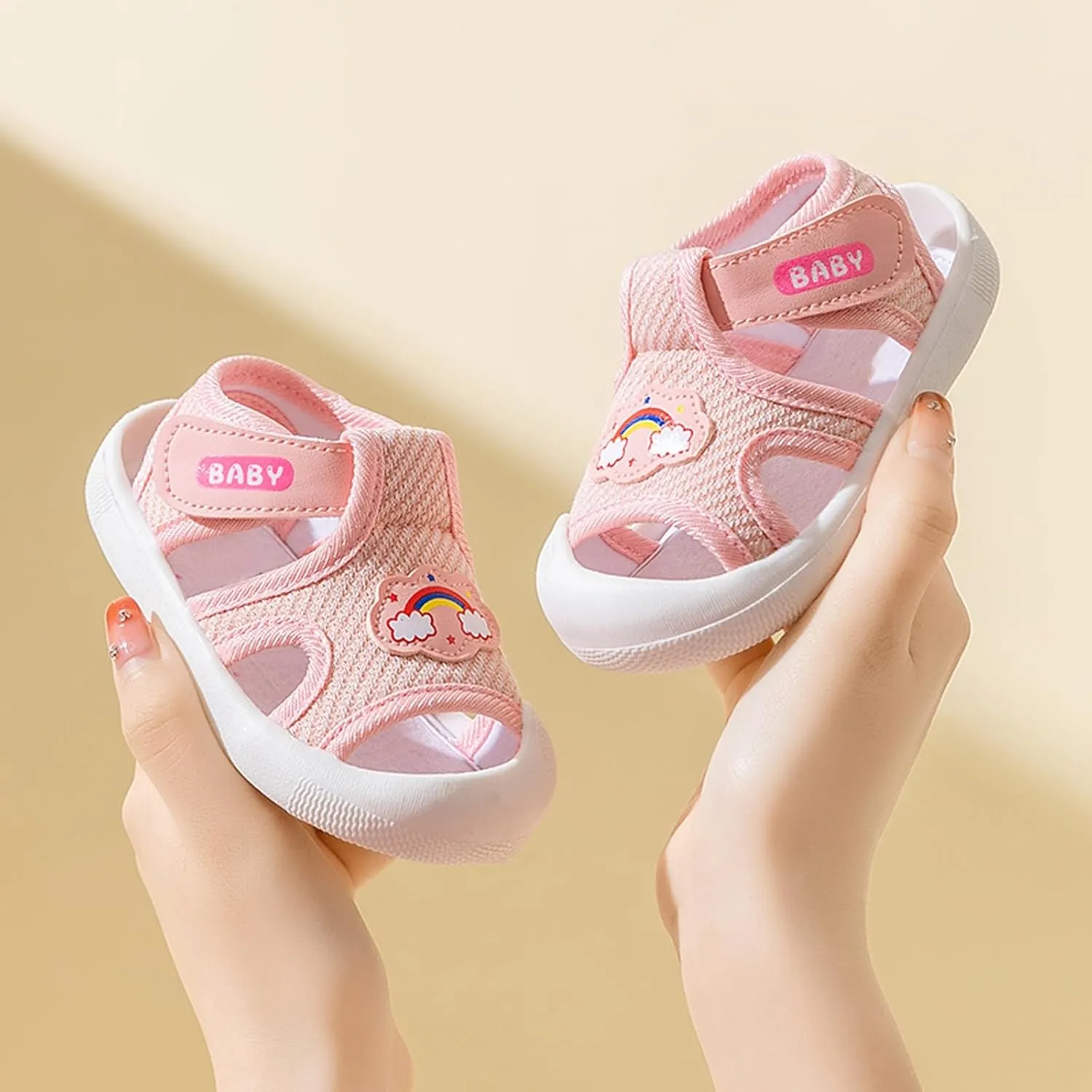 Toddler Boys Girls Sandals Mesh Rubber Sole Non-Slip Outdoor Sneakers Infant Lightweight Breathable First Walking Shoes