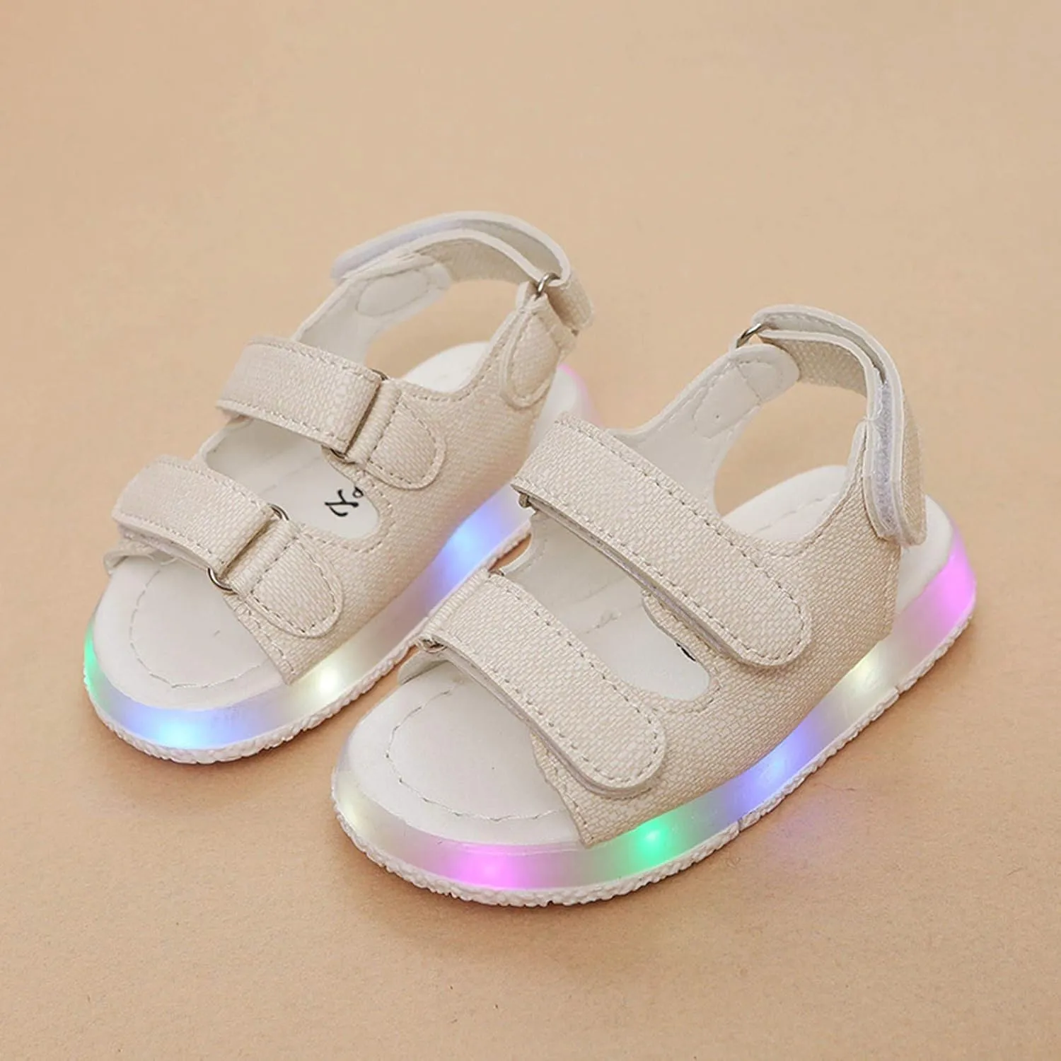 Toddler Dress Shoes Girls Toddler Kids Summer Girls Sandals Sport Shoes LED Baby Boys Luminous Baby (White, 18-24Months)