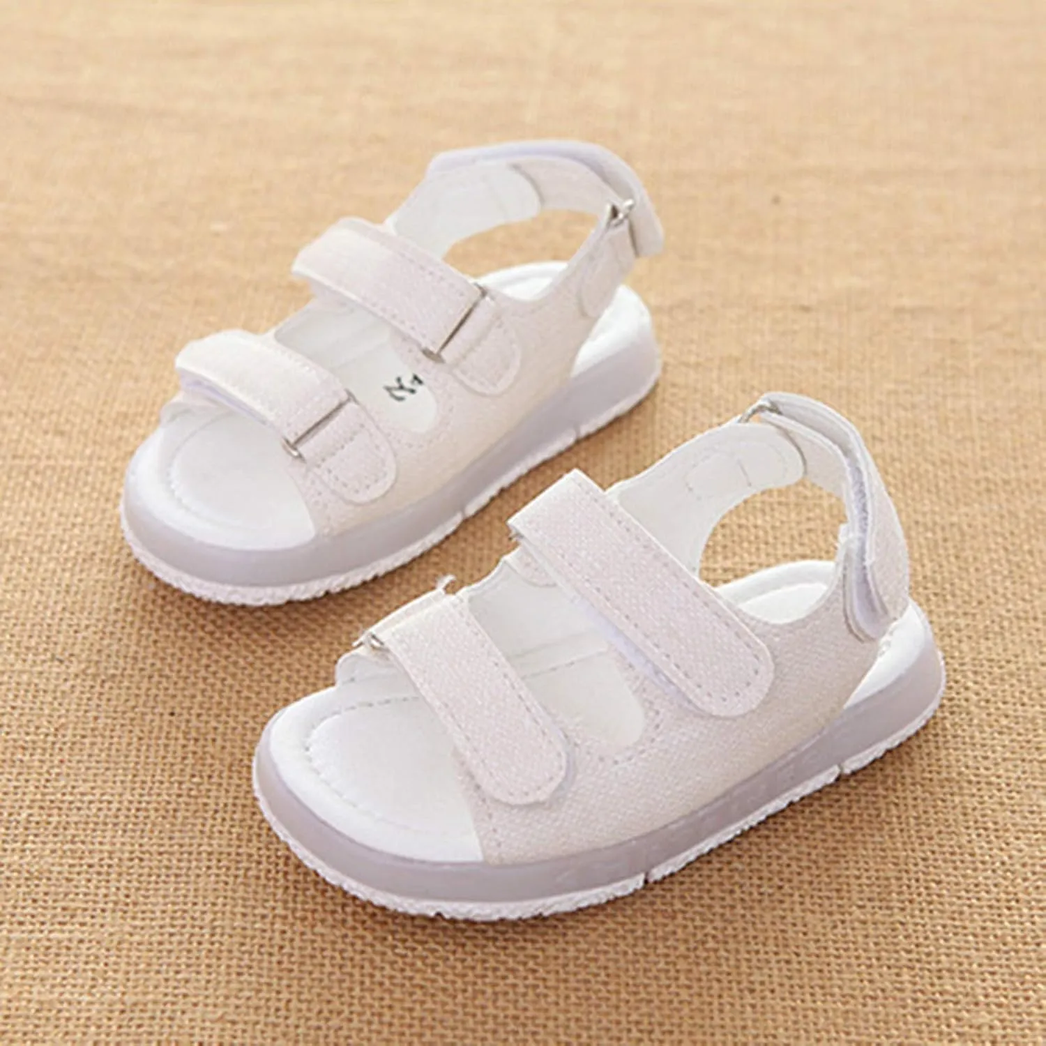 Toddler Dress Shoes Girls Toddler Kids Summer Girls Sandals Sport Shoes LED Baby Boys Luminous Baby (White, 18-24Months)