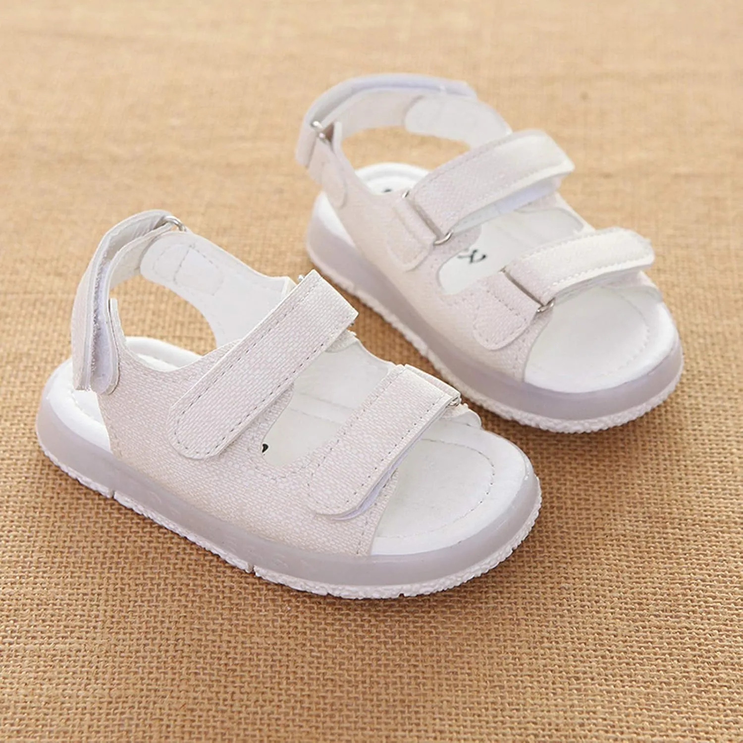 Toddler Dress Shoes Girls Toddler Kids Summer Girls Sandals Sport Shoes LED Baby Boys Luminous Baby (White, 18-24Months)