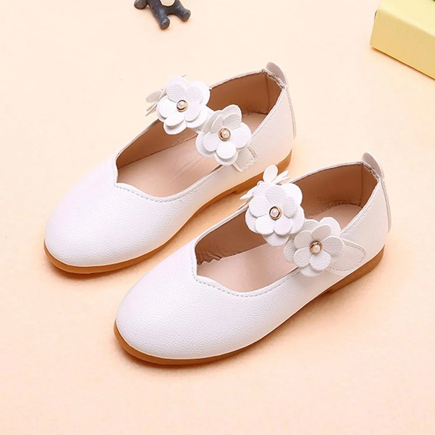 Toddler Girls Leather Dress Shoes Flower Girl Flat Bow Mary Jane Wedding Party Flower Shoes Girls Dance Shoes