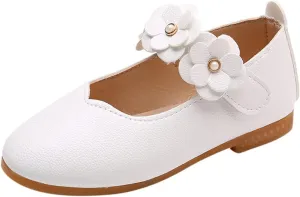 Toddler Girls Leather Dress Shoes Flower Girl Flat Bow Mary Jane Wedding Party Flower Shoes Girls Dance Shoes
