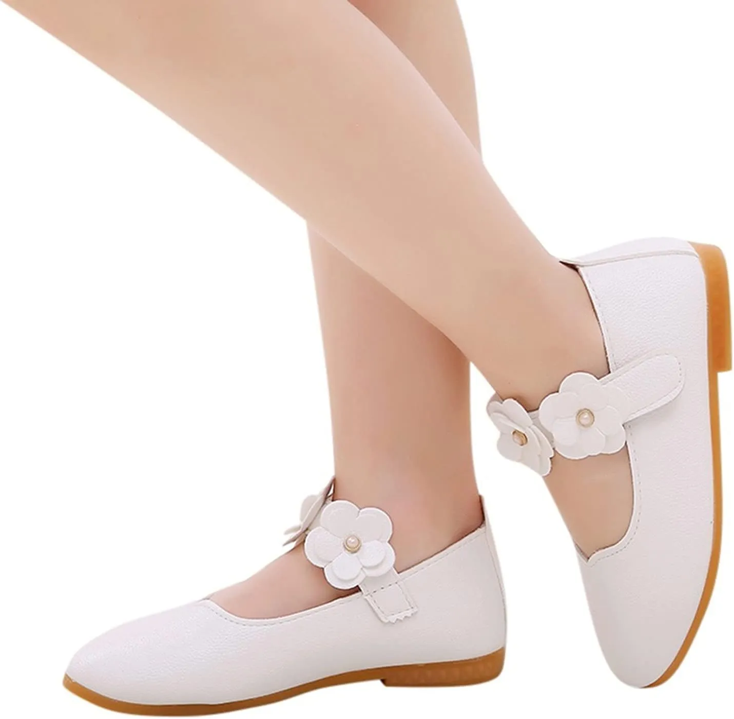 Toddler Girls Leather Dress Shoes Flower Girl Flat Bow Mary Jane Wedding Party Flower Shoes Girls Dance Shoes