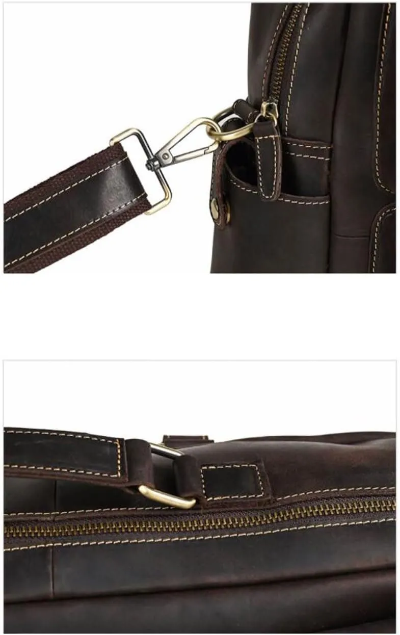 Travel Bags Messenger Shoulder Bags Mens Handbags Laptop Bags Genuine Leather Luggage Briefcases(Black)