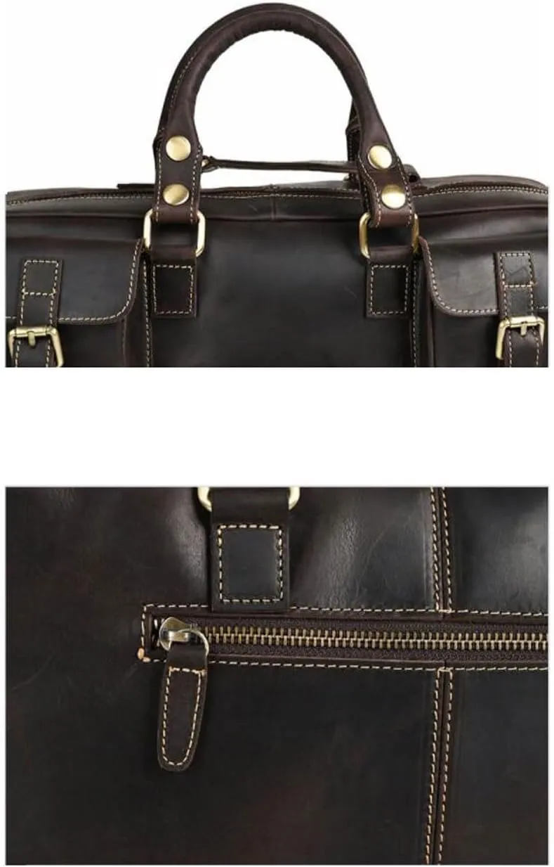 Travel Bags Messenger Shoulder Bags Mens Handbags Laptop Bags Genuine Leather Luggage Briefcases(Black)