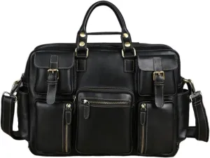 Travel Bags Messenger Shoulder Bags Mens Handbags Laptop Bags Genuine Leather Luggage Briefcases(Black)