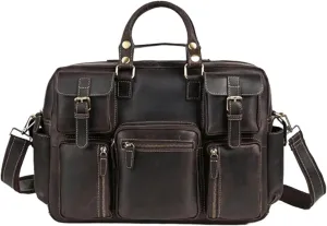 Travel Bags Messenger Shoulder Bags Mens Handbags Laptop Bags Genuine Leather Luggage Briefcases(Brown)