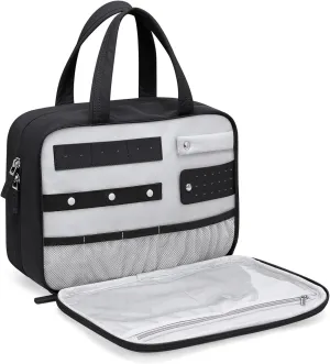 Travel Toiletry Bag,Water-resistant Makeup Cosmetic Bag with Jewelry Organizer Hanging Toiletry Bag for women Trips Camping Bathroom,Black