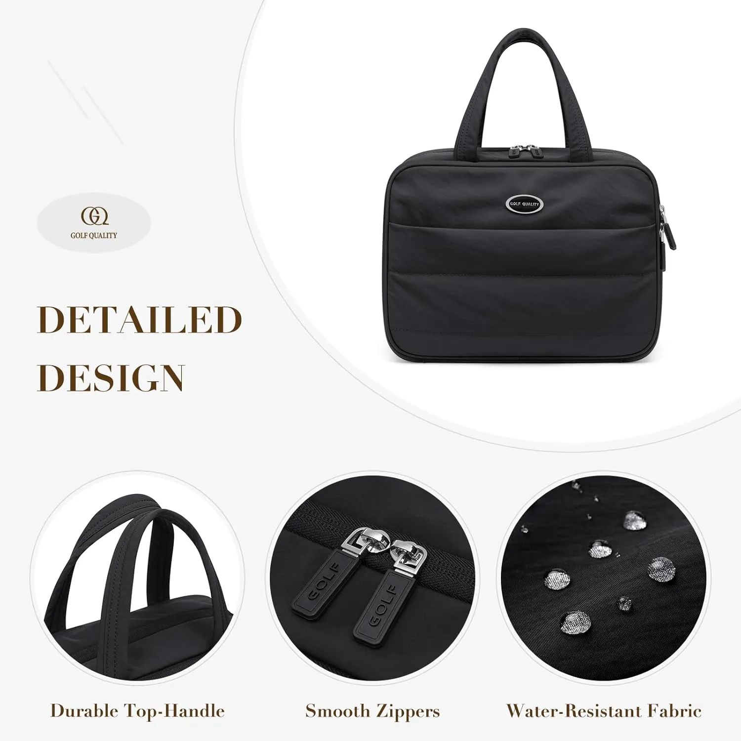 Travel Toiletry Bag,Water-resistant Makeup Cosmetic Bag with Jewelry Organizer Hanging Toiletry Bag for women Trips Camping Bathroom,Black