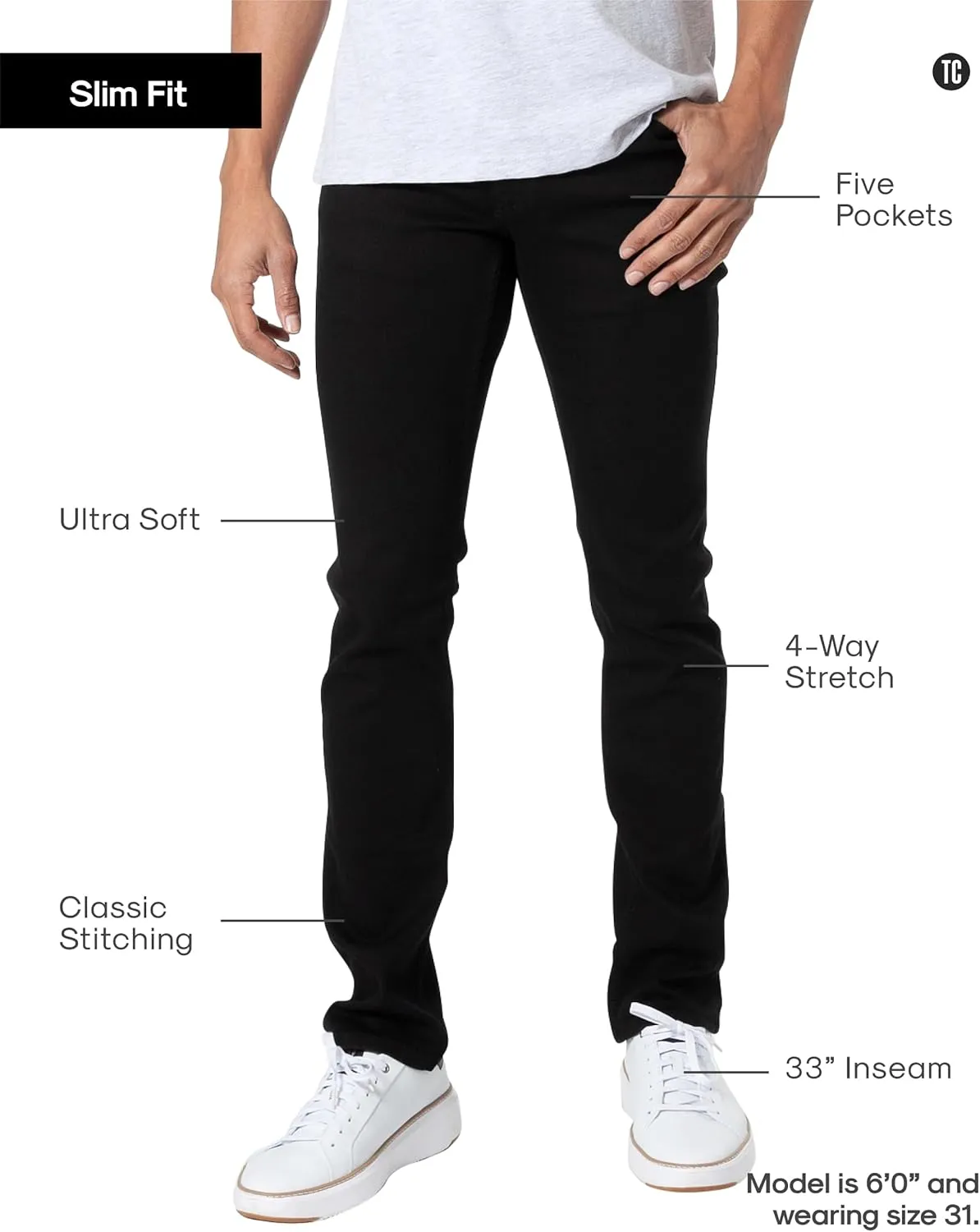 True Classic Mens Jeans - Stretch Jeans for Men, Ultra-Soft Premium Fabric