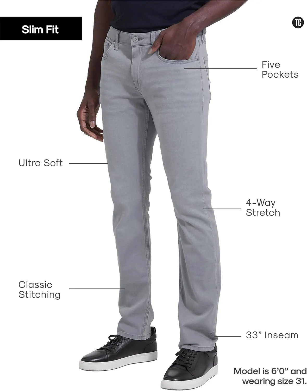 True Classic Mens Jeans - Stretch Jeans for Men, Ultra-Soft Premium Fabric