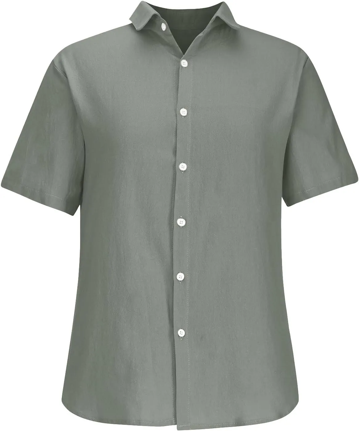Uillui Mens Cotton Linen Tshirt Shirts Casual Work Dress Short Sleeve Button Down Shirts Summer Hawaiian Beach Cuban Shirt