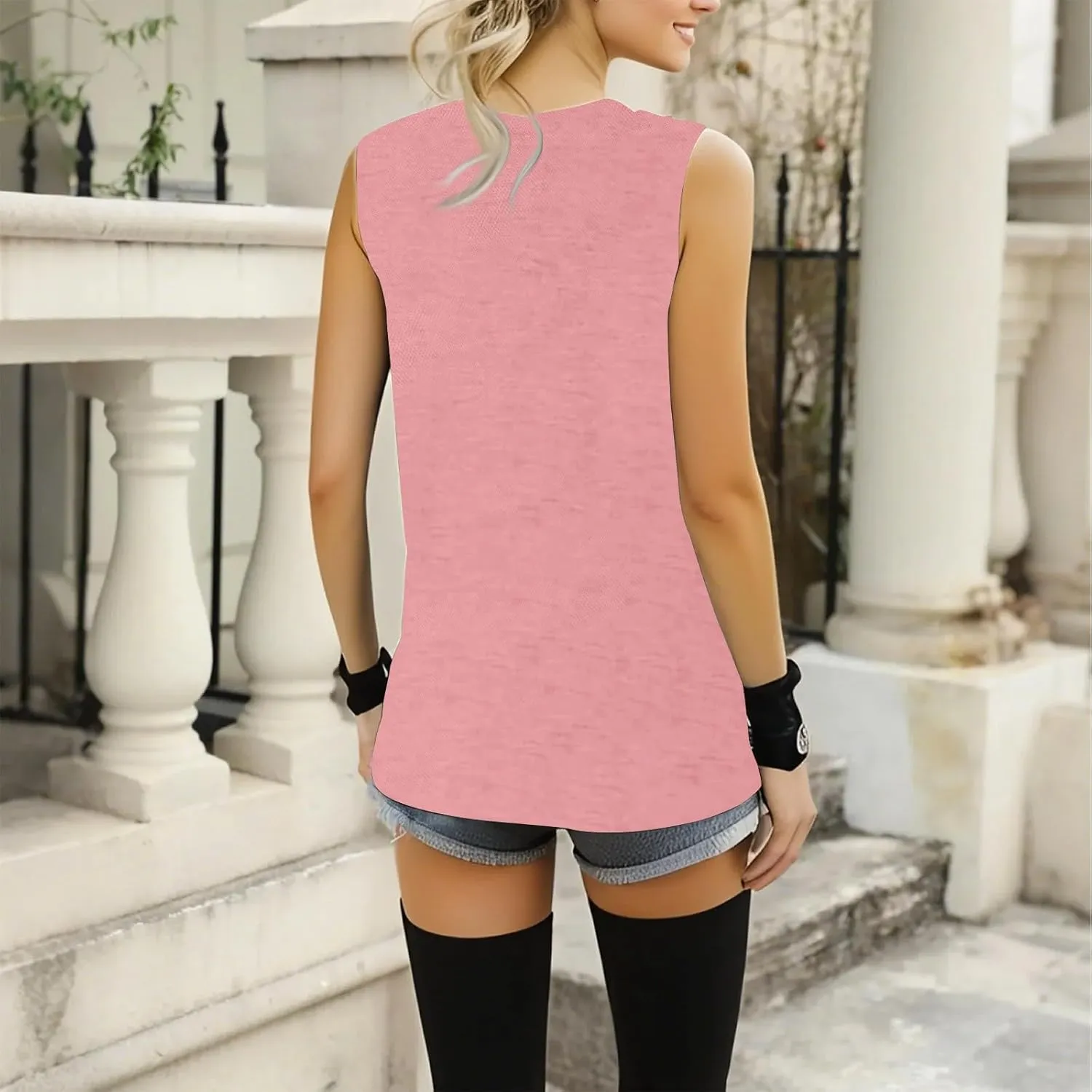 V Neck Tank Tops for Women Plus Size Tank Top Summer Loose Fit Sleeveless Shirts Dressy Casual Long Tunic Tops