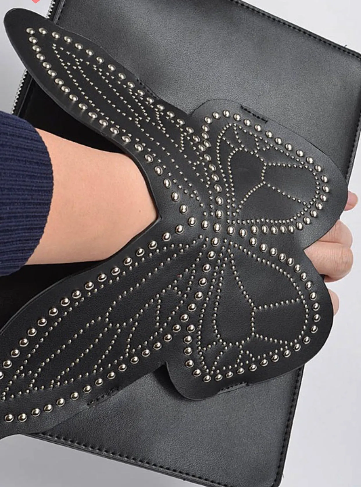 Vegan leatherette butterfly clutch purse