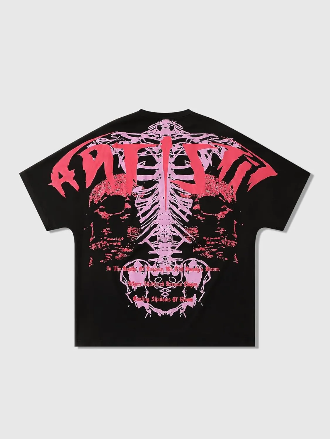 Verdusa Men's Skull Printed Oversized Punk T Shirts Vintage Rock Band Tees