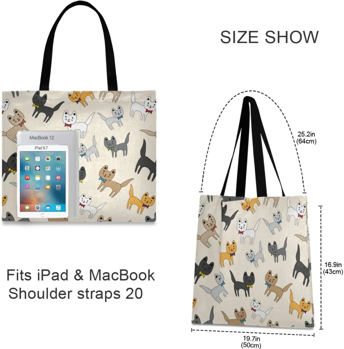 visesunny Canvas Shoulder Bags For Women Waterproof Tote Handbags For Teens Beach School Daily Working