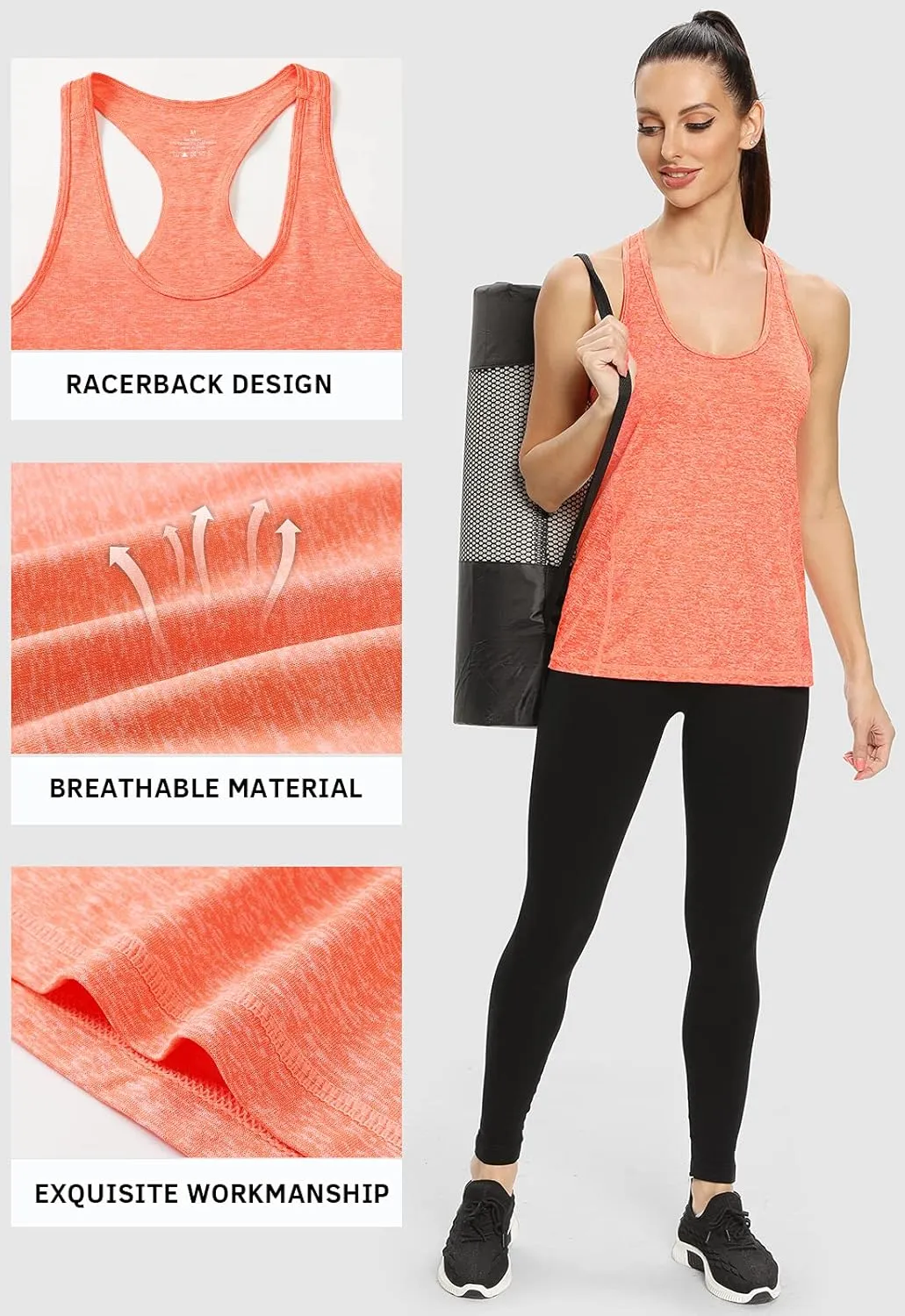 Vislivin Workout Tank Tops for Women Racerback Athletic Tanks Running Exercise Gym Tank Top - 4 Packs