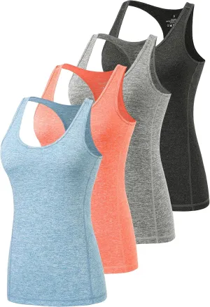 Vislivin Workout Tank Tops for Women Racerback Athletic Tanks Running Exercise Gym Tank Top - 4 Packs