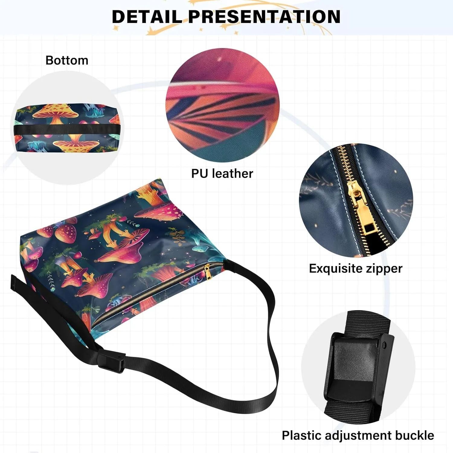 Watercolor Paris Lightweight Shoulder Hobo Bag, Leather Shoulder Bag, Hobo Shoulder Bags for Women