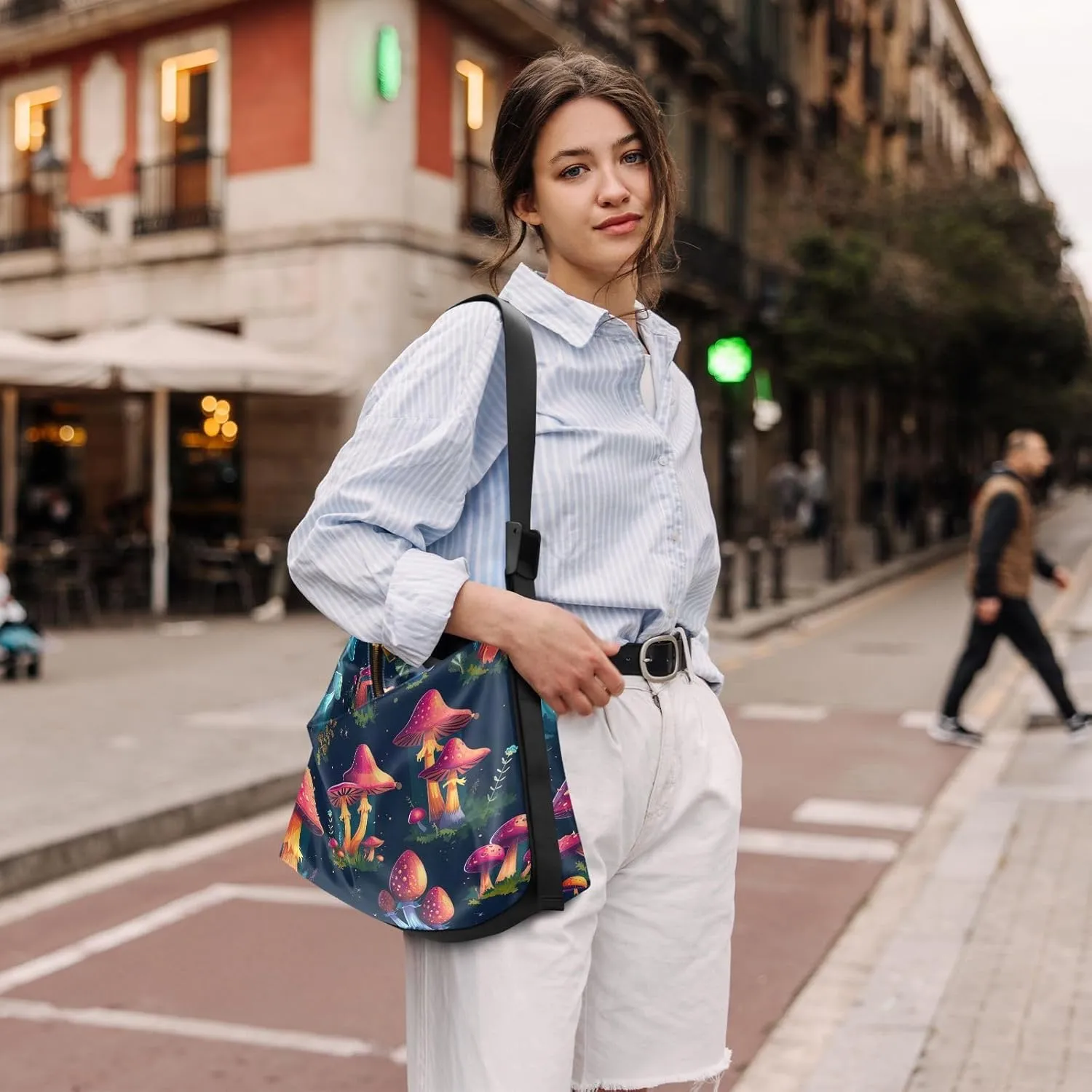 Watercolor Paris Lightweight Shoulder Hobo Bag, Leather Shoulder Bag, Hobo Shoulder Bags for Women