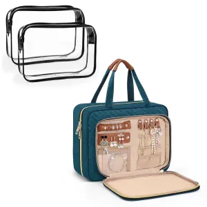 Wedama TSA Approved Toiletry Bag   Hanging Travel Toiletry Bag with Jewelry Organizer Compartment Large Makeup Bag for Travel Business Trips Camping Bathroom