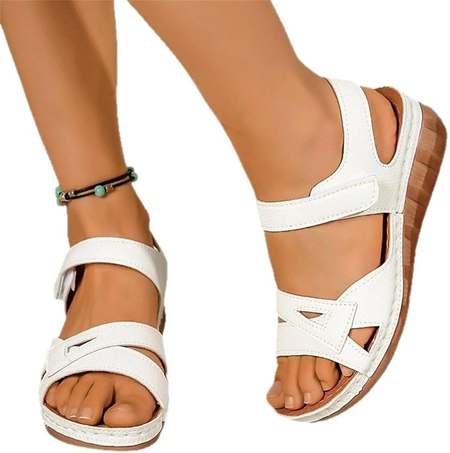 Wedge Sandals for Women Summer Ankle Strap Orthopedic Platform Sandals Comfortable Casual Slip on Walking Flat 2025 Beach Shoes