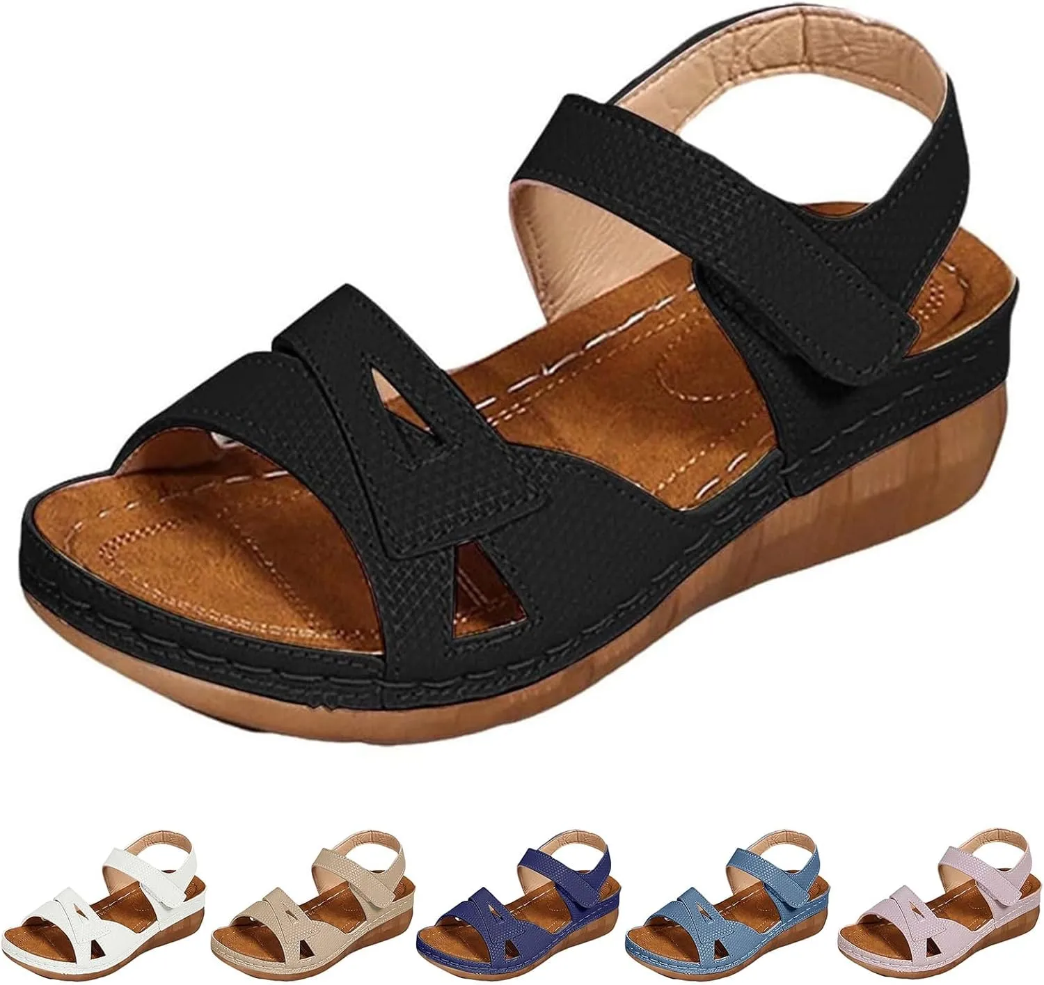Wedge Sandals for Women Summer Ankle Strap Orthopedic Platform Sandals Comfortable Casual Slip on Walking Flat 2025 Beach Shoes