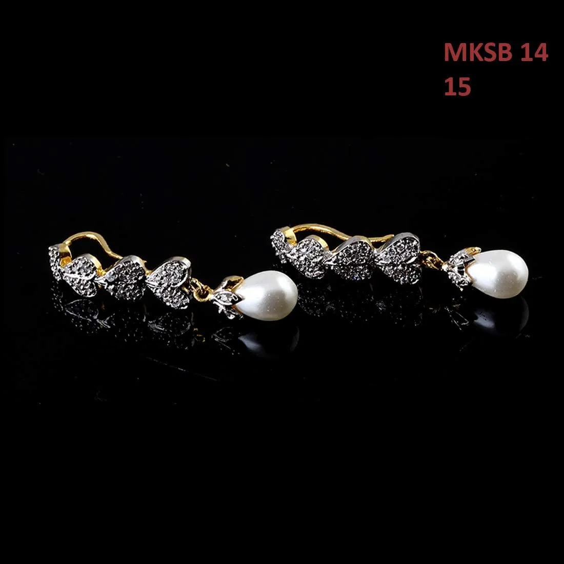White CZ Stone Studded Beautiful Pear Shape Leverlock Bali 14K Gold Plated Cubic Zircon New Modern Look Earring Best Gift for Her